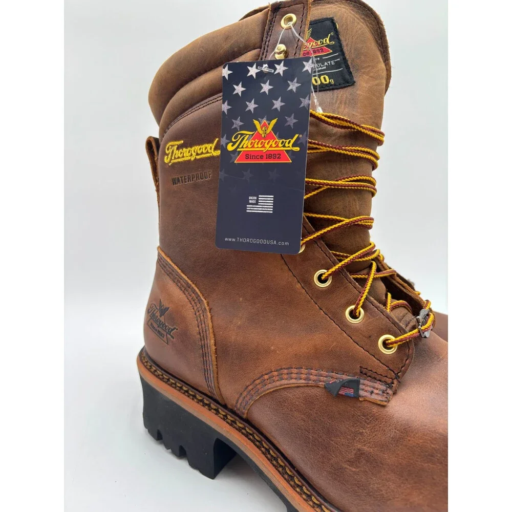 Thorogood 9 IN LOGGER BRN Men's NEW Steel-Toe Work Boot Brown Multiple Sizes